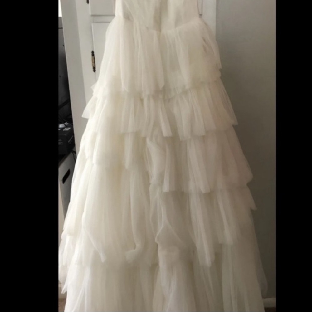 ANTHROPOLOGIE BHLDN Watters Avance Tiered Bridal Wedding Gown Ivory size 14 NWT - Picture 2 of 11